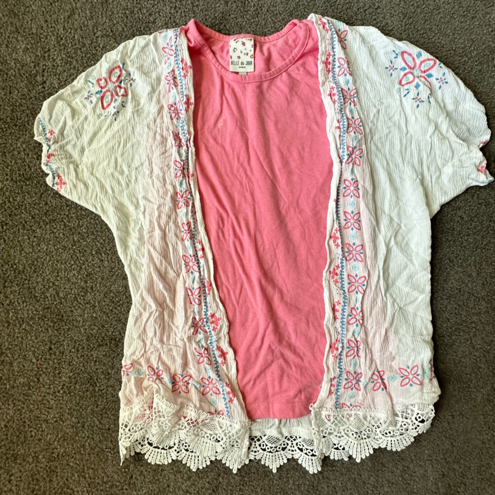 Girls Belle du Jour Tank and Cardigan Set, Size L